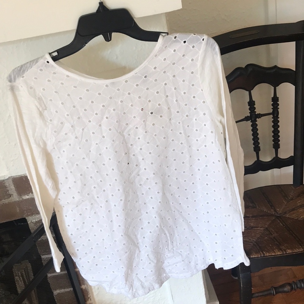 Lucky Brand Eyelet lace 3/4 length top